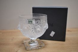 A 20th-century French Lalique frosted glass 'Elisabeth' pedestal vase, originally designed by Marc