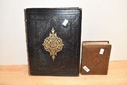 A large 19th-century leather-bound The Holy Bible containing the Old and New Testaments with