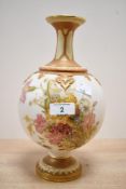 A fine late 19th to early 20th-century Royal Worcester Blush Ivory porcelain vase, of globular-form,