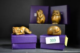 A selection of contemporary Museum Selection resin Japanese Netsuke reproductions, to feature a pair