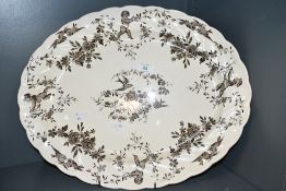A large Victorian Powell, Bishop and Stonier 'oriental ivory' pattern serving platter, featuring a