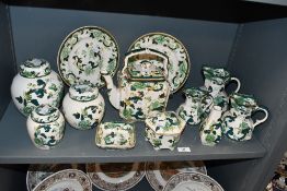A large selection of late 19th to 20th-century Mason's 'Chartreuse' ironstone, featuring green