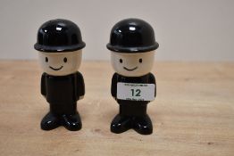 A set of mid 20th-century ceramic Homepride salt and pepper shakers, unmarked, (2), condition is