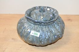 A late 20th-century to modern J.L.Bacon 'Just a Thought' studio pottery lidded vase, of a wide and