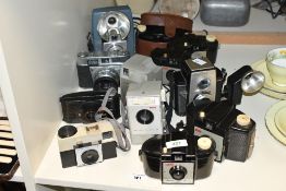 A selection of twelve vintage Kodak cameras including Brownie Reflex20, Brownie Flash 20, four