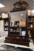 A fine early 19th-century George III mahogany dressing table mirror, featuring a decorative fretwork