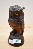 A fine late 19th to early 20th century German Black Forest-style carved wooden owl inkwell,