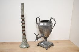 A late 19th-century John Nodder and Son of Sheffield metal hot water urn, featuring decorative