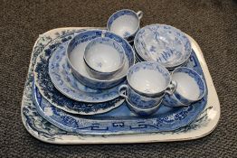 A selection of 19th-century to early 20th blue and white transferwares, to feature a quantity of