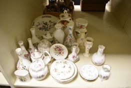 A selection of mixed sundry foliate patterned English bone china, to include Wedgwood, Aynsley,