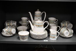 A vintage Royal Tuscan 'Pageantry' fine bone china tea and coffee service, featuring geomtric