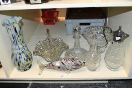 A quantity of 20th-century glassware, to include an Italian Murano-style art glass fish; a Murano-