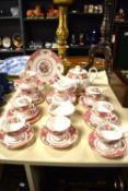 A Royal Albert bone china 'Lady Carlyle' pattern teaset, comprising a teapot, teapot stand eight