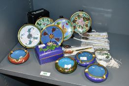 A selection of 20th-century Chinese cloisonné wares, to feature four colourful ashtrays; five