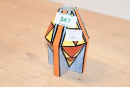 A small 20th-century Lorna Bailey Astro Rocket bud vase, featuring colourful Art Deco-style