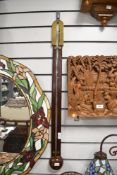 A 19th-century Scottish James Veitch of Inchbonny mahogany stick barometer, having brass detailing