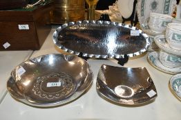 Of local interest, a 20th-century Keswick School of Industrial Arts Firth Staybrite dish, of lobed