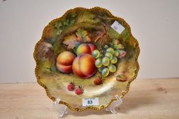 An early 20th-century Royal Worcester china cabinet plate, hand painted after Thomas Greville