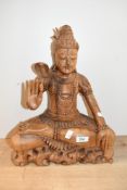 A late 20th-century Indian hand carved soft wood statue of the Hindu god Shiva, featuring the god in