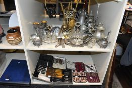 A large selection of late 19th to 20th-century metal wares and cutlery, to feature ornate EPNS