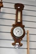 A Victorian mahogany wall 'banjo' barometer, unmarked, 62cm, condition is consistent with age and