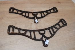 Two early to mid 20th-century cast kitchen ceiling clothes drier, unmarked, (2), 40cm, condition
