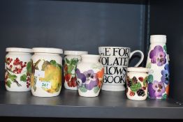 A selection of contemporary Emma Bridgewater pottery, to feature four sweetly painted 'Fruits' jars,