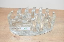 A late 20th-century George Schutte-style art glass decorative candleholder, to feature sections of