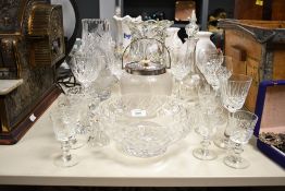 A selection of late 19th to early 20th-century glassware, to feature a large vase having fleur-de-