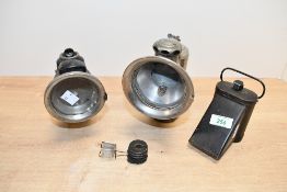 An early 20th-century Joseph Lucas Limited of Birmingham metal 314:1 Carbide bicycle lamp; sold with
