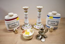 A selection of 20th-century sundry wares, to feature two Wade Royal Victoria Pottery ceramic gin and