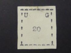 UGANDA 1895 20 c WIDE LETTERS, WIDE STAMPS SG2 UNUSED Early values from Uganda were type written