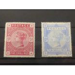 GB 1883 5 & 10 SHILLING ON WHITE PAPER BOTH VALUES MOUNTED MINT Fine duo of the large coloured