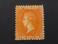 ST VINCENT 1883 1 SHILLING ORANGE VERMILLION, MOUNTED MINT (SG 45) Lovely example of this value from