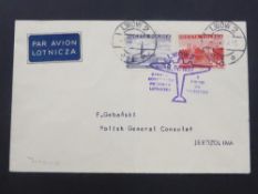 POLAND 1937 POSTAL HISTORY COVER LWOW-JERUSALEM TO GENERAL CONSULATE Fine air cover from 5th May