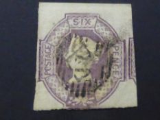 GB 1854 6d EMBOSSED 3 LARGE MARGINS - FINE USED Rarely do we see the embossed issues with good