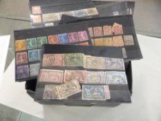 WORLDWIDE BOX WITH APX 200 STOCKCARDS OF EARLIER EUROPE & COLONIES MATERIAL Old Filing box with in