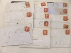 GB 1D RED STARS, COLLECTION OF ENTIRES & COVERS Small collection of 1d red stars on covers and