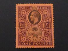 SIERRA LEONE 1912 ONE POUND BLACK & PURPLE/RED, MINT (SG128) Fine example of this high value from