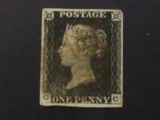 GB 1840 1D BLACK 4 MARGINS CORNER LETTERS GC PLATE 3 FINE USED Fine Plate three example of this four