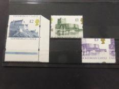 GB 1992 CASTLES - THREE SPECTACULAR PERFORATION SHIFTS, £1, £2 and £3 Three high value castles