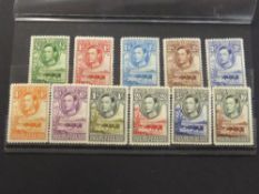 BECHUANALAND PROTECTORATE 1938 DEFINITIVES, SET OF 11 MOUNTED MINT Card with full run of the GVI