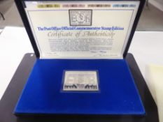 GB 1977 SILVER JUBILEE DANBURY MINT PRESENTATION BOX WITH 74gm SILVER INGOT & FDC By Danbury mint