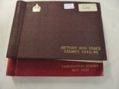 BRITISH EMPIRE 1937 GVI CORONATION & 1945/6 VICTORY OMNIBUS, IN PRINTED ALBUMS Duo of albums, one