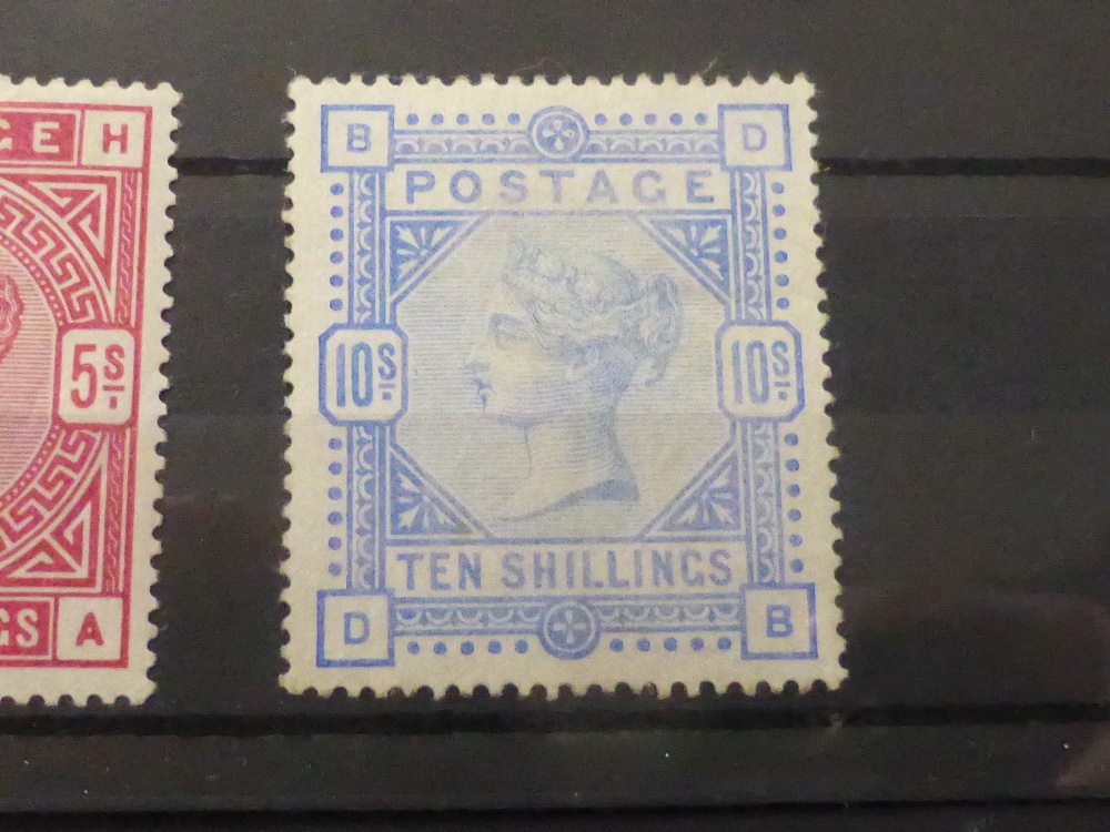 GB 1883 5 & 10 SHILLING ON WHITE PAPER BOTH VALUES MOUNTED MINT Fine duo of the large coloured - Image 3 of 4