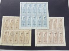 ISRAEL 1948 INTERIM STAMPS - JERUSALEM, SET OF THREE IN MNH BLOCKS/SHEETS OF 10 Interim issue of