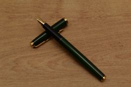 A Parker 75 cartridge fill fountain pen in Malachite Green Laque having Parker 750M nib. Circa
