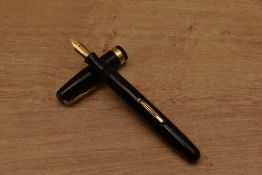 A Waterman 515 lever fill fountain pen in Black with broad cap band having a Waterman 14ct England 5
