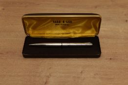 A boxed Yard O Led Ball point pen in hallmarked Silver