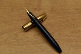Sheaffer Pen For Men V snorkel fill fountain pen in Blue with gold fill line and block cap having